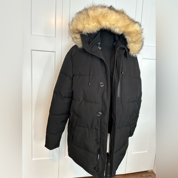 Puremsx Men's 3XL Hooded Down Quilted Parka Coat with vegan fur NWT black - Picture 3 of 9